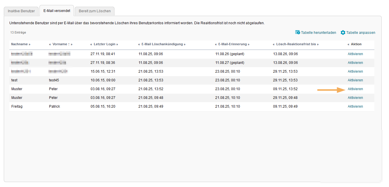 Löschvorgang beobachten: Workflow Benutzeraccount löschen in der OPAL Lernplattform von BPS System