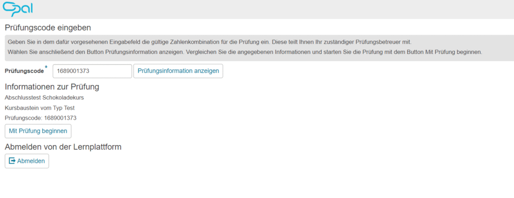 Dialogfeld zur Eingabe des Prüfungscodes im Safe Exam Browser für betrugssichere Online-Prüfungen